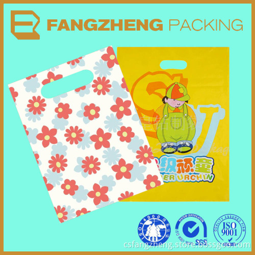 Plastic clear LDPE Die cut handle bag for shopping with side gusset/custom printing die cut bag